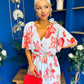 Julia Cape Detailed Midi Dress Floral Sky