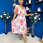 Julia Cape Detailed Midi Dress Floral Sky
