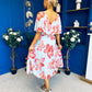 Julia Cape Detailed Midi Dress Floral Sky