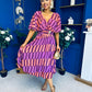 Julia Cape Detailed Midi Dress Geo Purple