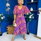 Julia Cape Detailed Midi Dress Geo Purple