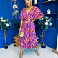 Julia Cape Detailed Midi Dress Geo Purple