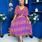 Julia Cape Detailed Midi Dress Geo Purple