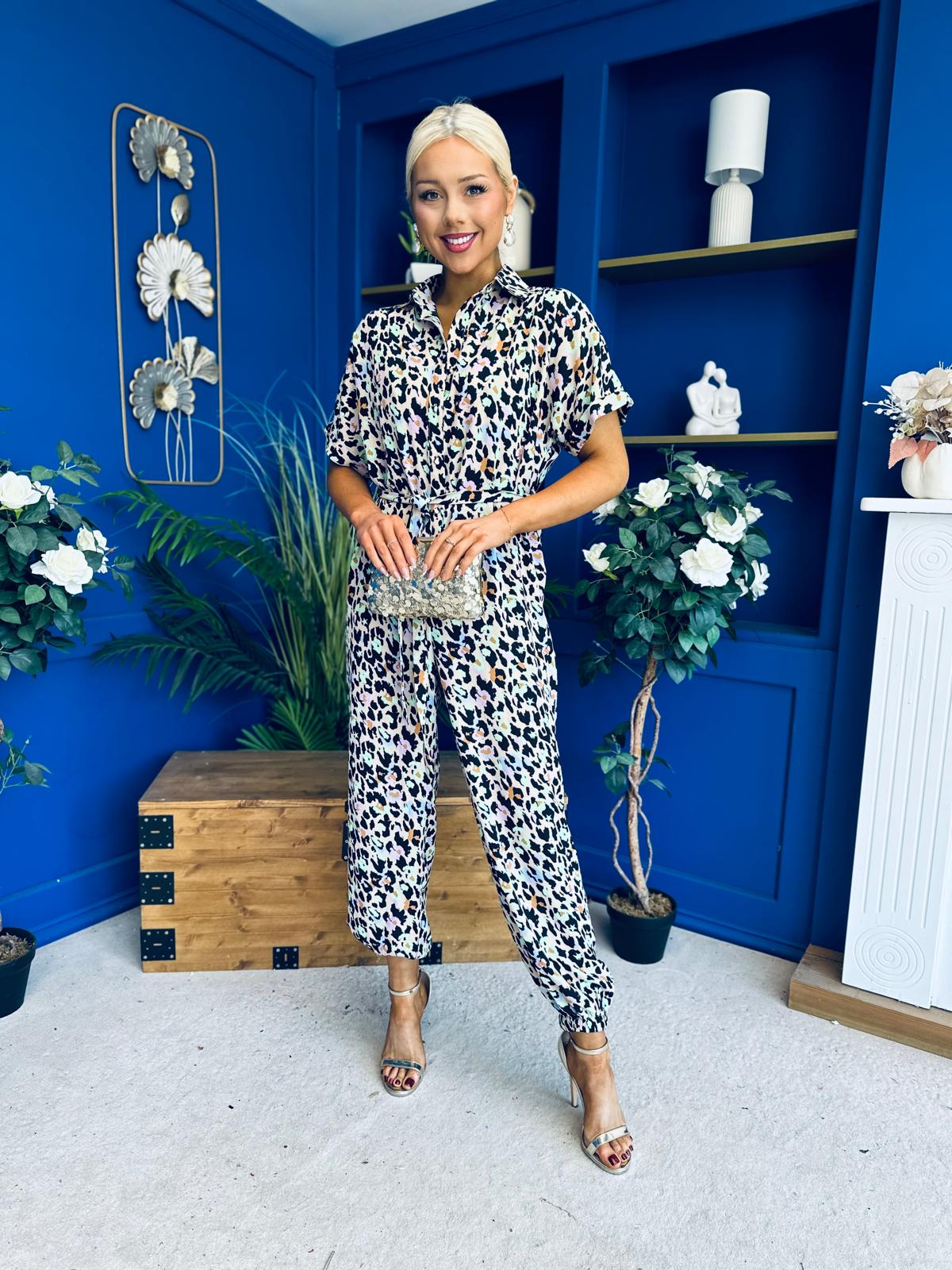 Trasa Belted Detail Jumpsuit Leopard