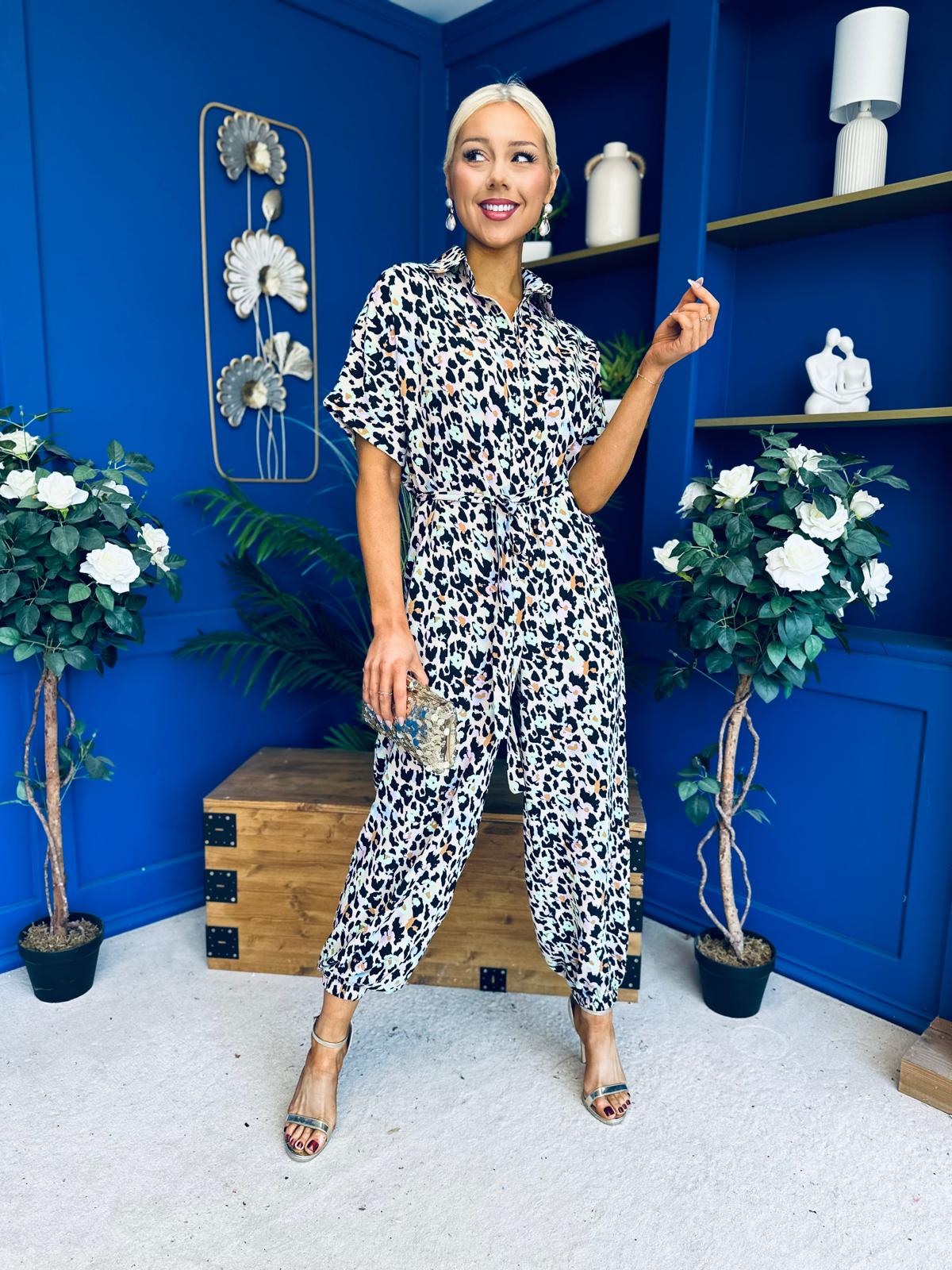 Trasa Belted Detail Jumpsuit Leopard