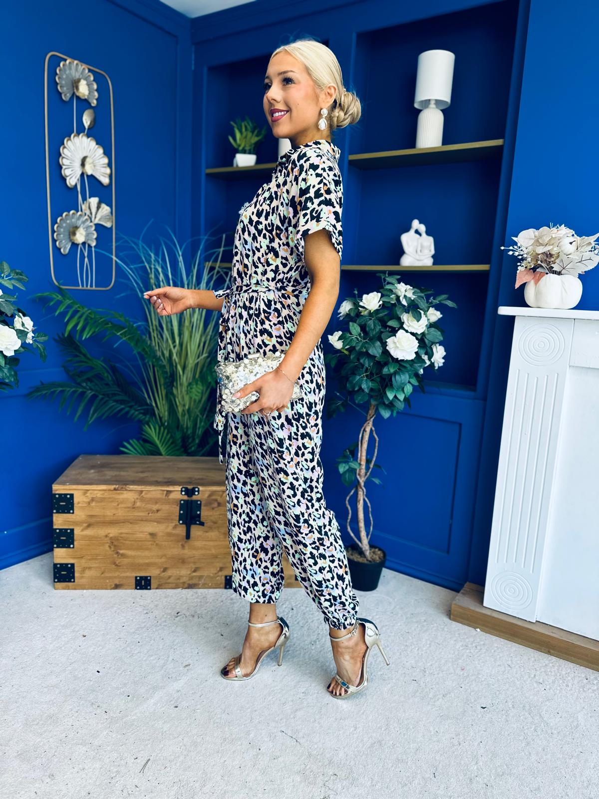 Trasa Belted Detail Jumpsuit Leopard