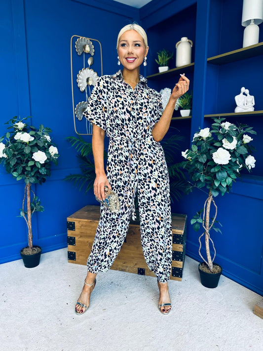 Trasa Belted Detail Jumpsuit Leopard