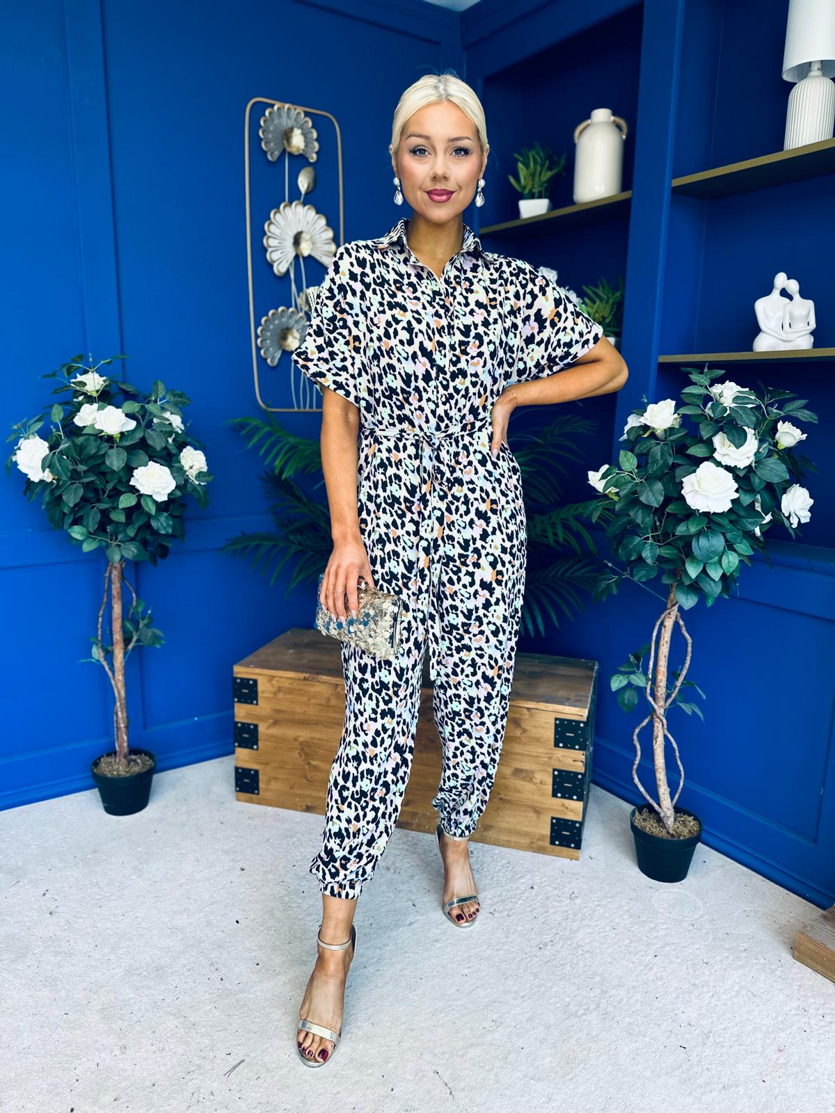 Trasa Belted Detail Jumpsuit Leopard