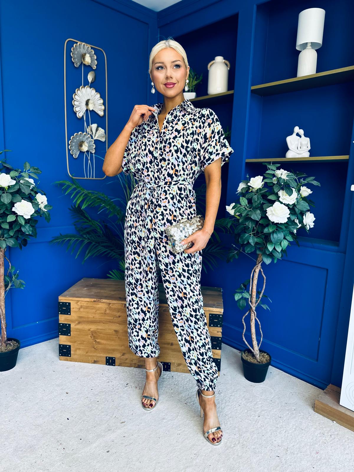 Trasa Belted Detail Jumpsuit Leopard