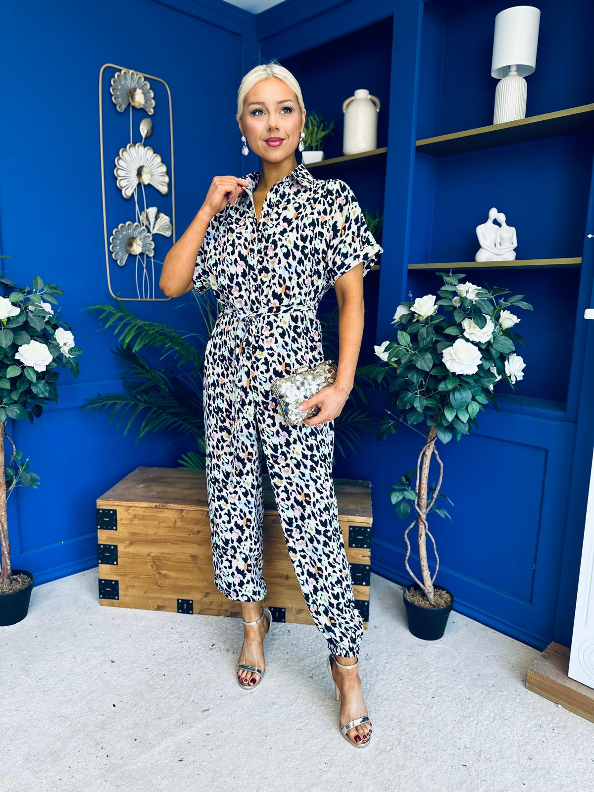 Trasa Belted Detail Jumpsuit Leopard