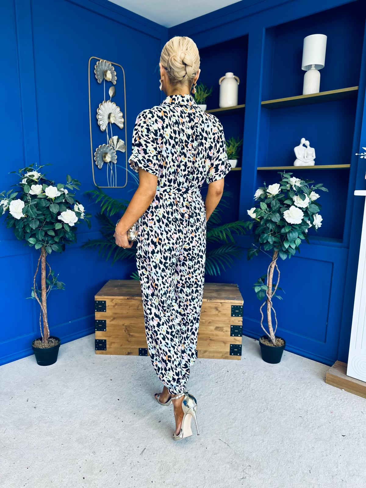 Trasa Belted Detail Jumpsuit Leopard