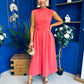 Romy Pleated Neck Midi Dress Coral