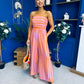 Phil Bandeau Style Striped Jumpsuit Pink Orange