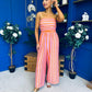 Phil Bandeau Style Striped Jumpsuit Pink Orange