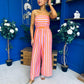 Phil Bandeau Style Striped Jumpsuit Pink Orange