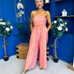 Phil Bandeau Style Striped Jumpsuit Pink Orange