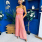 Phil Bandeau Style Striped Jumpsuit Pink Orange
