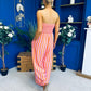 Phil Bandeau Style Striped Jumpsuit Pink Orange