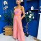 Phil Bandeau Style Striped Jumpsuit Pink Orange