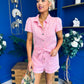 Riley Short Sleeve Denim Playsuit Pwr Pink