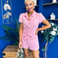 Riley Short Sleeve Denim Playsuit Pwr Pink