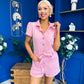Riley Short Sleeve Denim Playsuit Pwr Pink