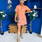 Laurel Denim Mini Shift Dress Striped Orange
