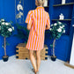 Laurel Denim Mini Shift Dress Striped Orange