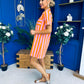 Laurel Denim Mini Shift Dress Striped Orange