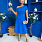 Emily Asymmetric Detail Midi Dress Cobalt
