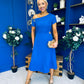 Emily Asymmetric Detail Midi Dress Cobalt