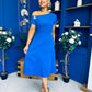 Emily Asymmetric Detail Midi Dress Cobalt