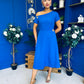 Emily Asymmetric Detail Midi Dress Cobalt