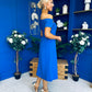 Emily Asymmetric Detail Midi Dress Cobalt