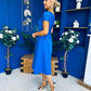 Emily Asymmetric Detail Midi Dress Cobalt