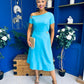 Emily Asymmetric Detail Midi Dress Sky