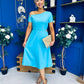 Emily Asymmetric Detail Midi Dress Sky
