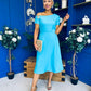 Emily Asymmetric Detail Midi Dress Sky