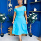 Emily Asymmetric Detail Midi Dress Sky