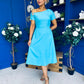 Emily Asymmetric Detail Midi Dress Sky