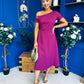 Emily Asymmetric Detail Midi Dress Berry