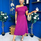 Emily Asymmetric Detail Midi Dress Berry