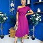 Emily Asymmetric Detail Midi Dress Berry
