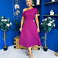 Emily Asymmetric Detail Midi Dress Berry