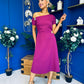 Emily Asymmetric Detail Midi Dress Berry