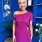 Emily Asymmetric Detail Midi Dress Berry