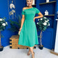 Emily Asymmetric Detail Midi Dress Emerald