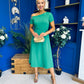 Emily Asymmetric Detail Midi Dress Emerald