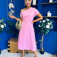 Emily Asymmetric Detail Midi Dress Pink