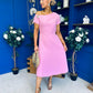 Emily Asymmetric Detail Midi Dress Pink